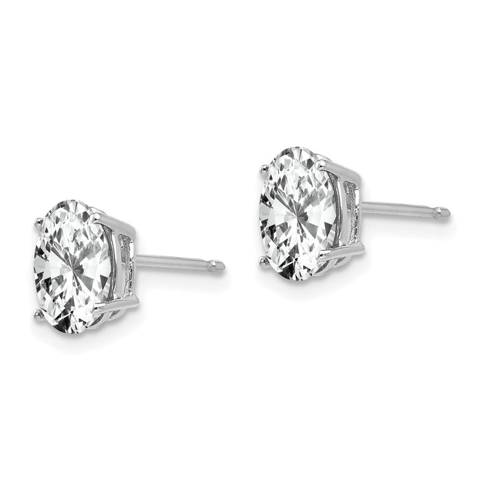 14k White Gold 8x6mm Oval Cubic Zirconia Earrings-XE88WCZ