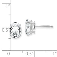 14k White Gold 8x6mm Oval Cubic Zirconia Earrings-XE88WCZ