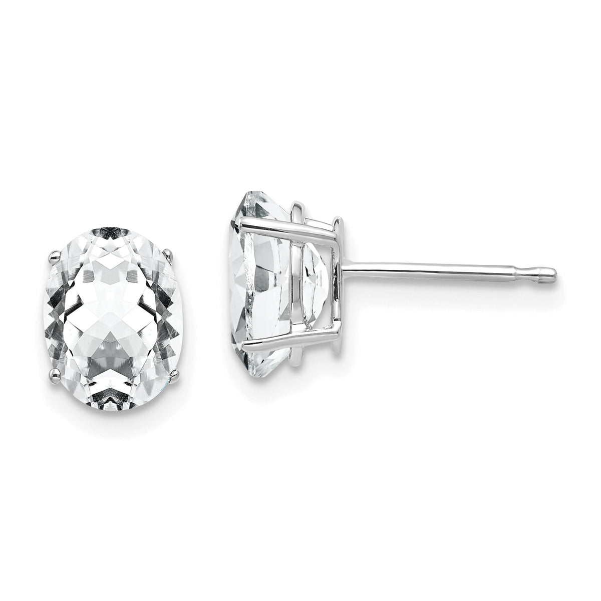 14k White Gold 8x6mm Oval Cubic Zirconia Earrings-XE88WCZ
