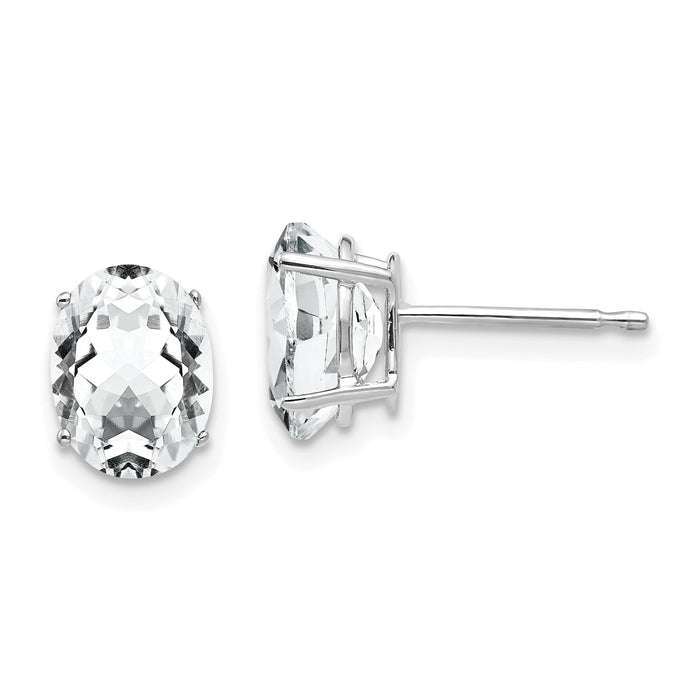 14k White Gold 8x6mm Oval Cubic Zirconia Earrings-XE88WCZ