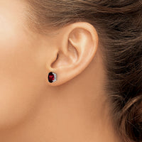 14k White Gold 8x6mm Oval Garnet Earrings-XE88WGA