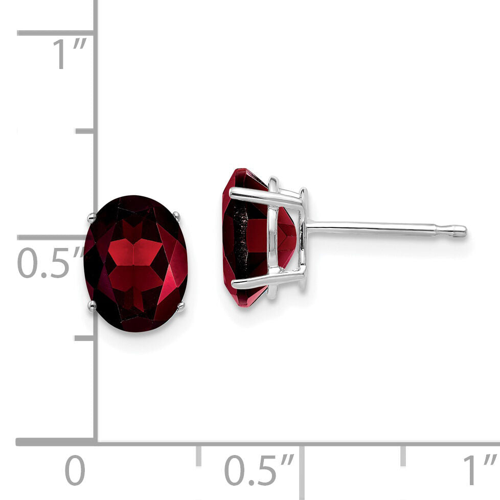 14k White Gold 8x6mm Oval Garnet Earrings-XE88WGA