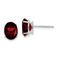 14k White Gold 8x6mm Oval Garnet Earrings-XE88WGA