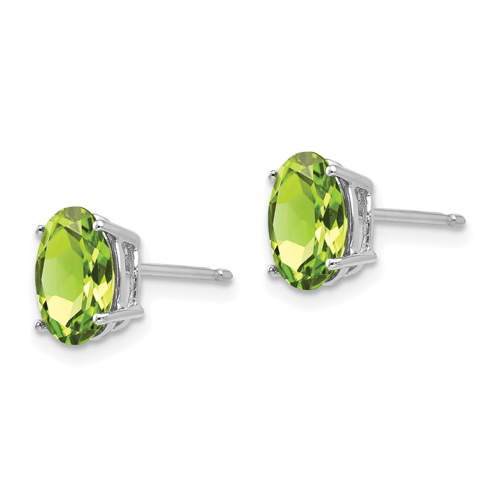 14k White Gold 8x6mm Oval Peridot Earrings-XE88WPE
