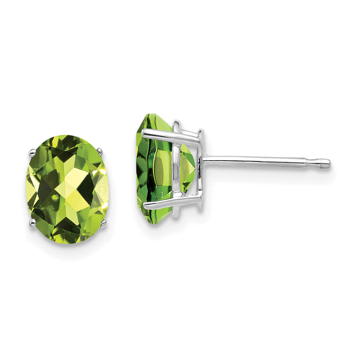 14k White Gold 8x6mm Oval Peridot Earrings-XE88WPE