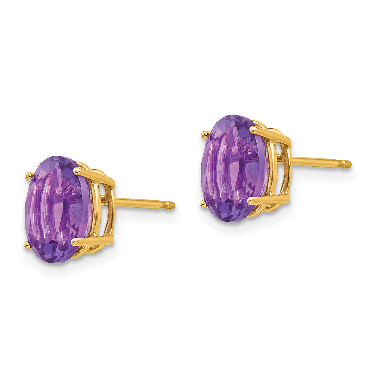 14k 9x7mm Oval Amethyst Earrings-XE89AM