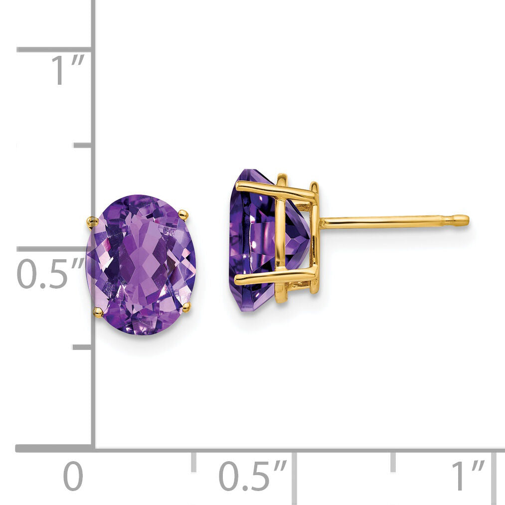 14k 9x7mm Oval Amethyst Earrings-XE89AM