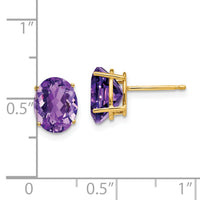 14k 9x7mm Oval Amethyst Earrings-XE89AM