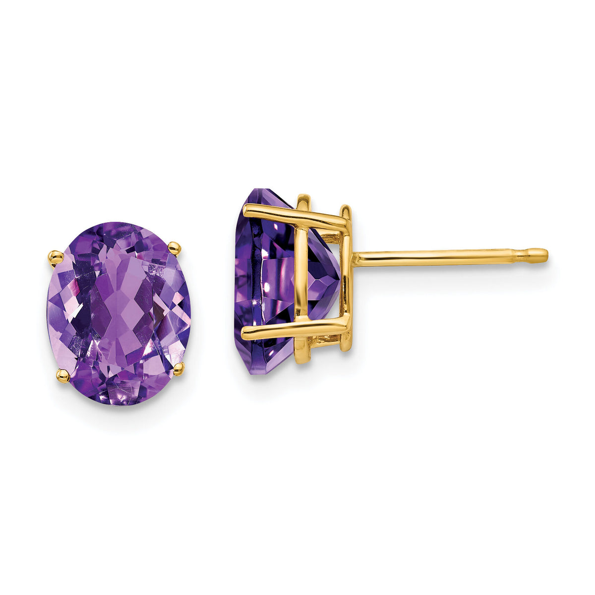 14k 9x7mm Oval Amethyst Earrings-XE89AM