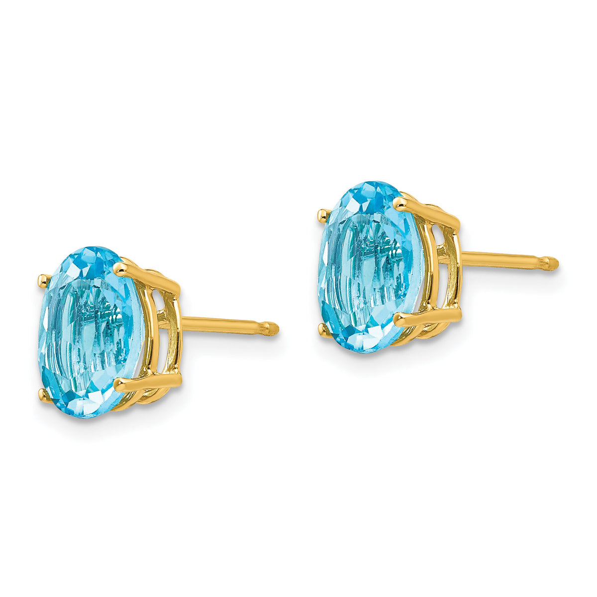 14k 9x7mm Oval Blue Topaz Earrings-XE89BT