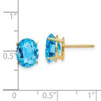 14k 9x7mm Oval Blue Topaz Earrings-XE89BT