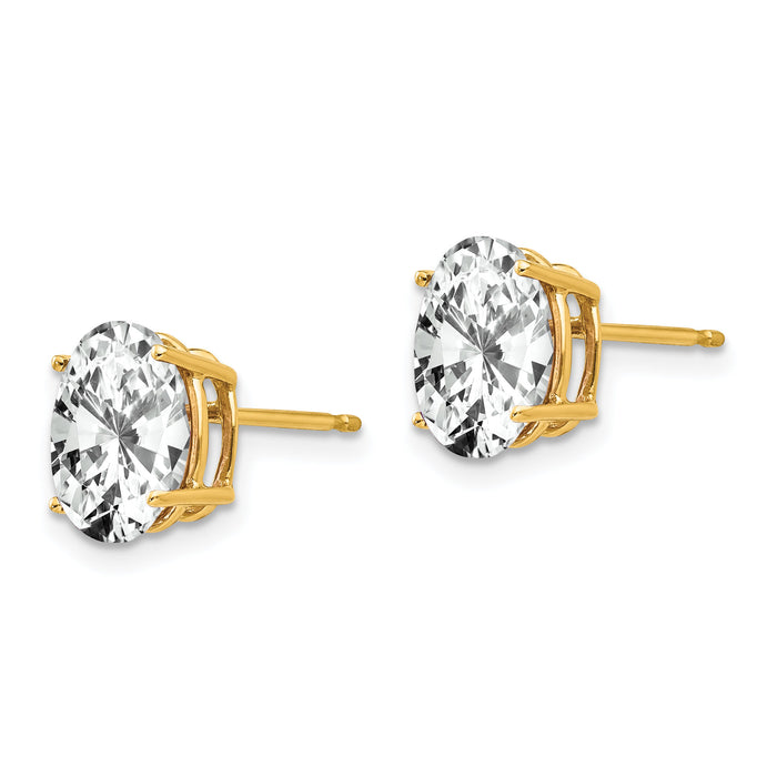 14k 9x7mm Oval Cubic Zirconia Earrings-XE89CZ