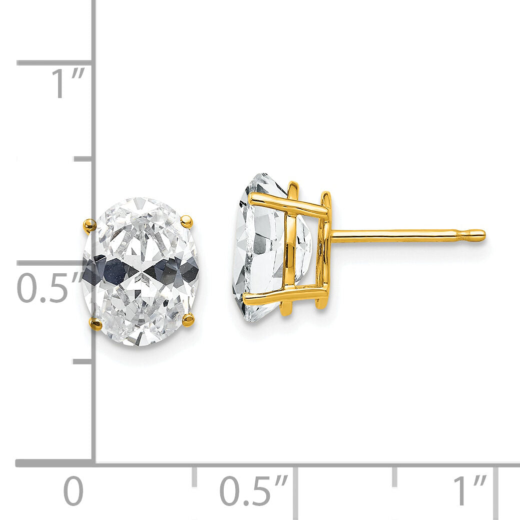 14k 9x7mm Oval Cubic Zirconia Earrings-XE89CZ