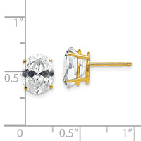 14k 9x7mm Oval Cubic Zirconia Earrings-XE89CZ
