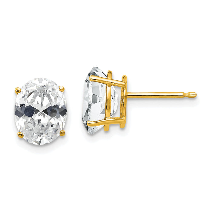 14k 9x7mm Oval Cubic Zirconia Earrings-XE89CZ
