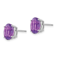 14k White Gold 9x7mm Oval Amethyst Earrings-XE89WAM