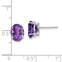14k White Gold 9x7mm Oval Amethyst Earrings-XE89WAM