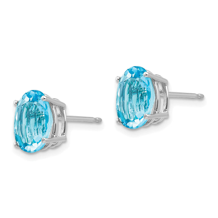 14k White Gold 9x7mm Oval Blue Topaz Earrings-XE89WBT