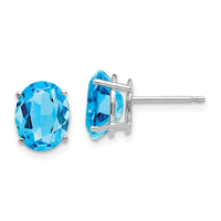 14k White Gold 9x7mm Oval Blue Topaz Earrings-XE89WBT