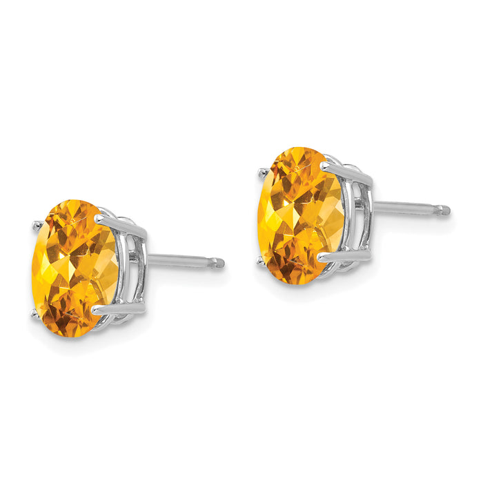 14k White Gold 9x7mm Oval Citrine Earrings-XE89WCI