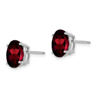 14k White Gold 9x7mm Oval Garnet Earrings-XE89WGA