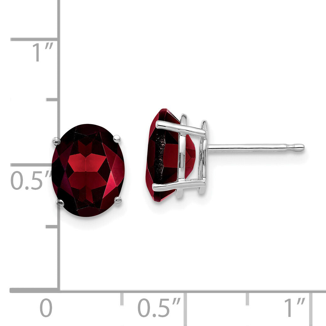 14k White Gold 9x7mm Oval Garnet Earrings-XE89WGA