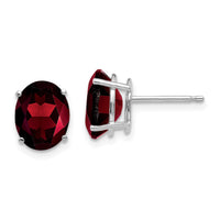 14k White Gold 9x7mm Oval Garnet Earrings-XE89WGA