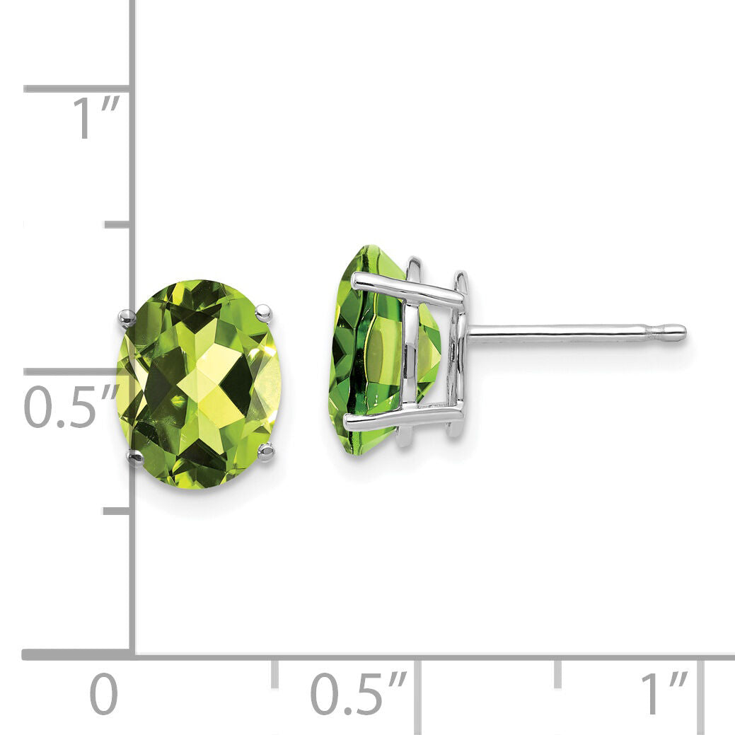 14k White Gold 9x7mm Oval Peridot Earrings-XE89WPE