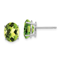14k White Gold 9x7mm Oval Peridot Earrings-XE89WPE