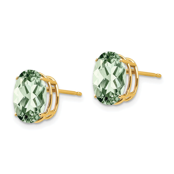14k 10x8 Oval Green Quartz Earrings-XE90AG