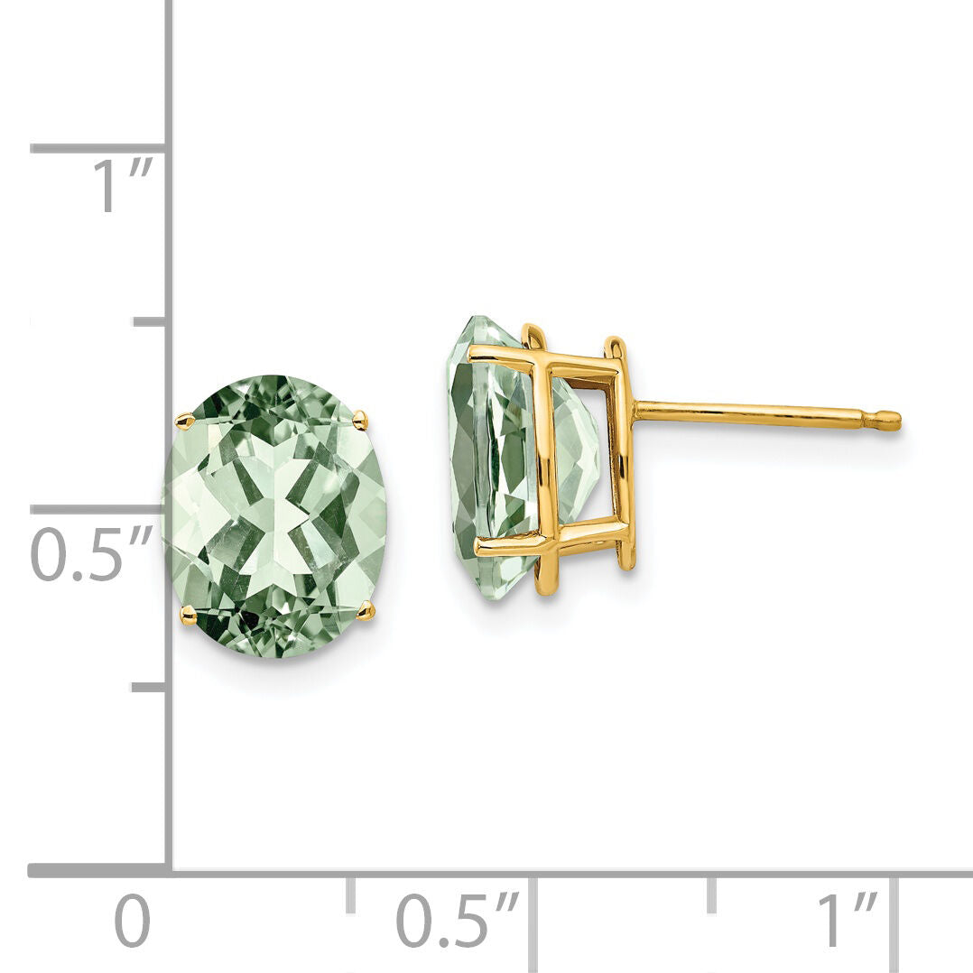 14k 10x8 Oval Green Quartz Earrings-XE90AG