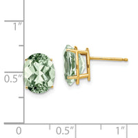 14k 10x8 Oval Green Quartz Earrings-XE90AG
