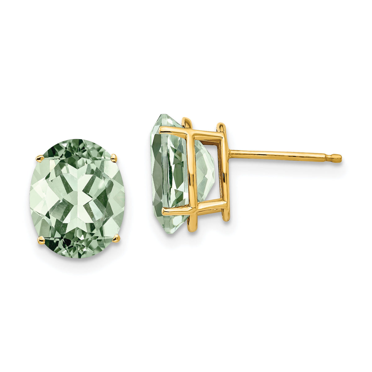 14k 10x8 Oval Green Quartz Earrings-XE90AG