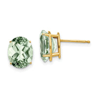 14k 10x8 Oval Green Quartz Earrings-XE90AG