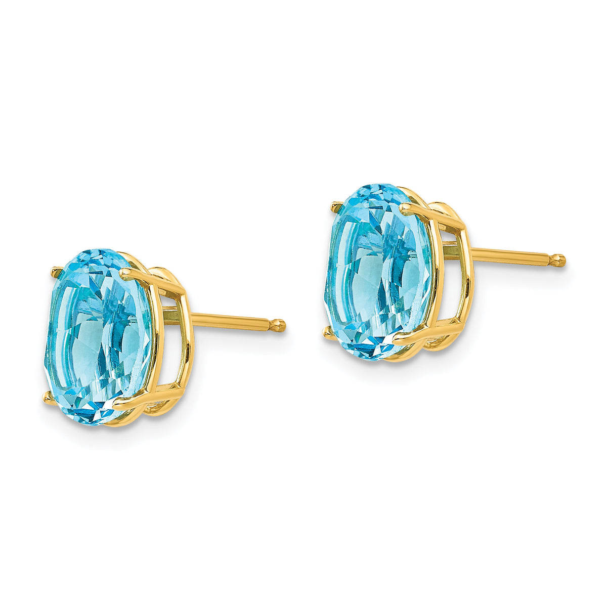 14k 10x8mm Oval Blue Topaz Earrings-XE90BT