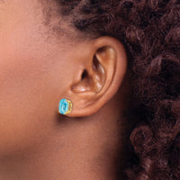 14k 10x8mm Oval Blue Topaz Earrings-XE90BT