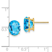 14k 10x8mm Oval Blue Topaz Earrings-XE90BT