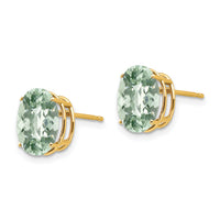 14k 10x8 Oval Checker-Cut Green Quartz Earrings-XE90CG