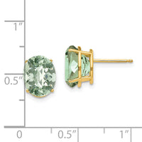 14k 10x8 Oval Checker-Cut Green Quartz Earrings-XE90CG