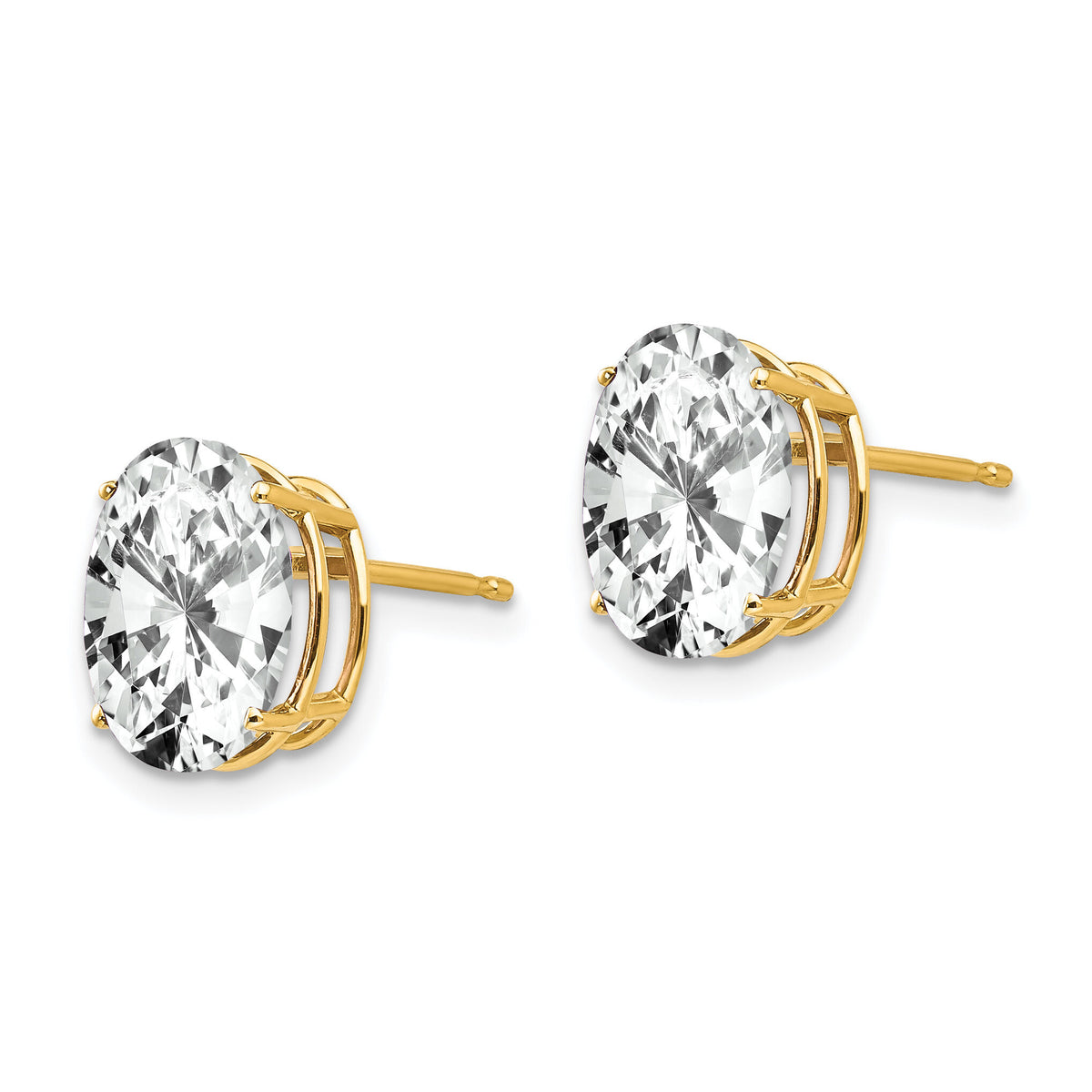 14k 10x8mm Oval Cubic Zirconia Earrings-XE90CZ
