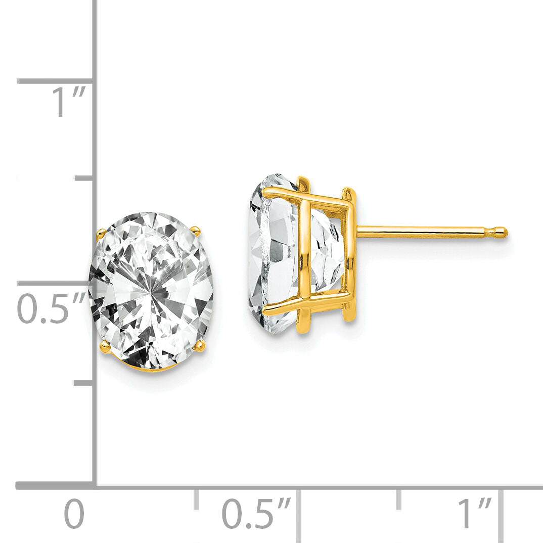 14k 10x8mm Oval Cubic Zirconia Earrings-XE90CZ
