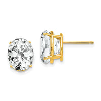 14k 10x8mm Oval Cubic Zirconia Earrings-XE90CZ