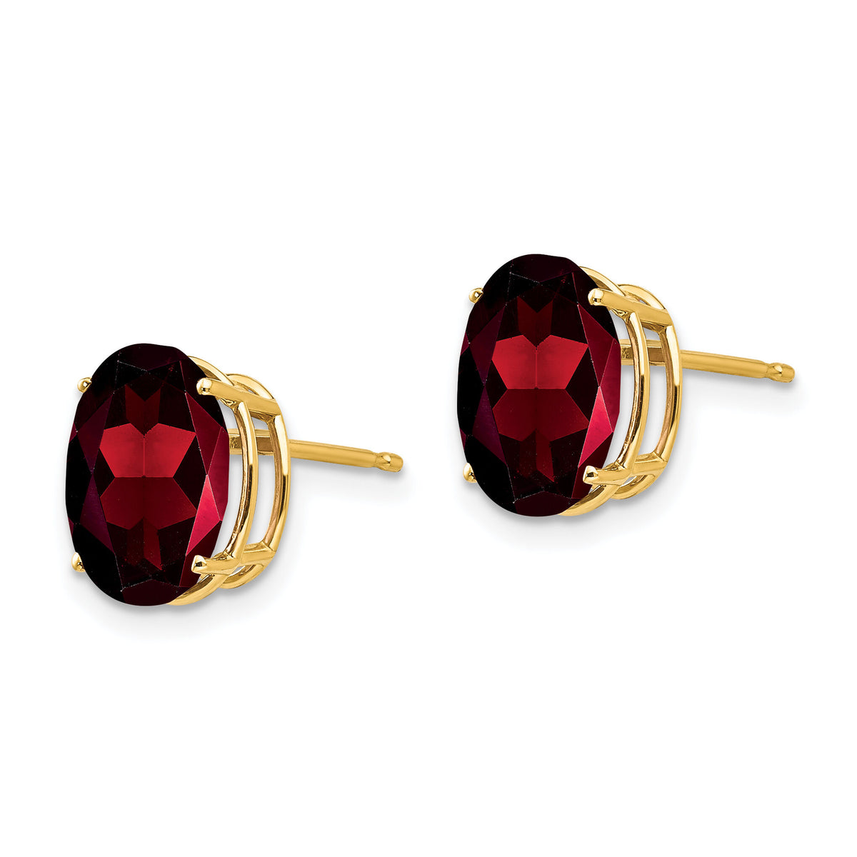 14k 10x8mm Oval Garnet Earrings-XE90GA