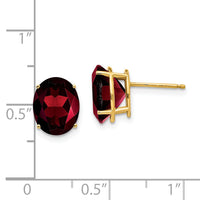 14k 10x8mm Oval Garnet Earrings-XE90GA