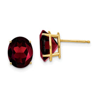 14k 10x8mm Oval Garnet Earrings-XE90GA