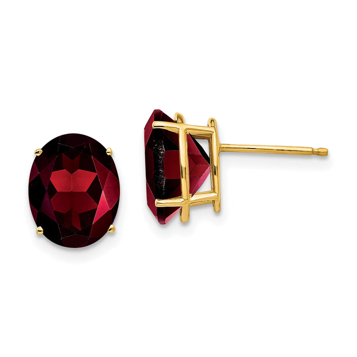 14k 10x8mm Oval Garnet Earrings-XE90GA