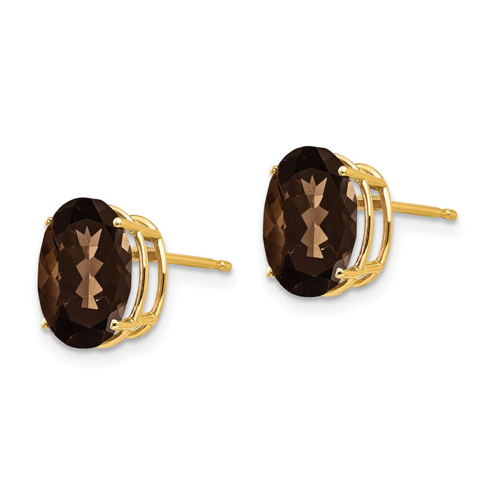 14k 10x8 Oval Smoky Quartz Earrings-XE90SQ