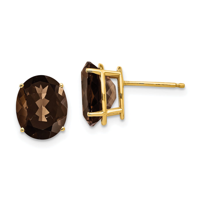 14k 10x8 Oval Smoky Quartz Earrings-XE90SQ