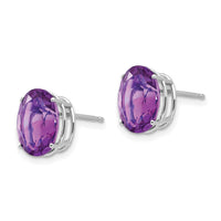 14k White Gold 10x8mm Oval Amethyst Earrings-XE90WAM