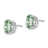 14kw 10x8 Oval Checker-Cut Green Quartz Earrings-XE90WCG